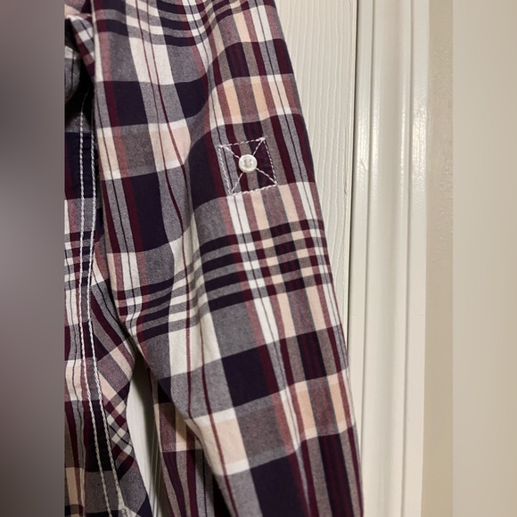 GUESS Purple Plaid Button Down Shirt - Picture 3 of 6